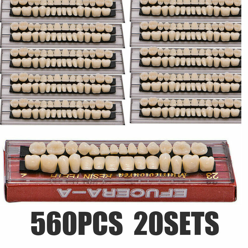 560pc 20 Full Set Denture 23# Shade A2 Acrylic Resin Teeth Upper Lower Dental US