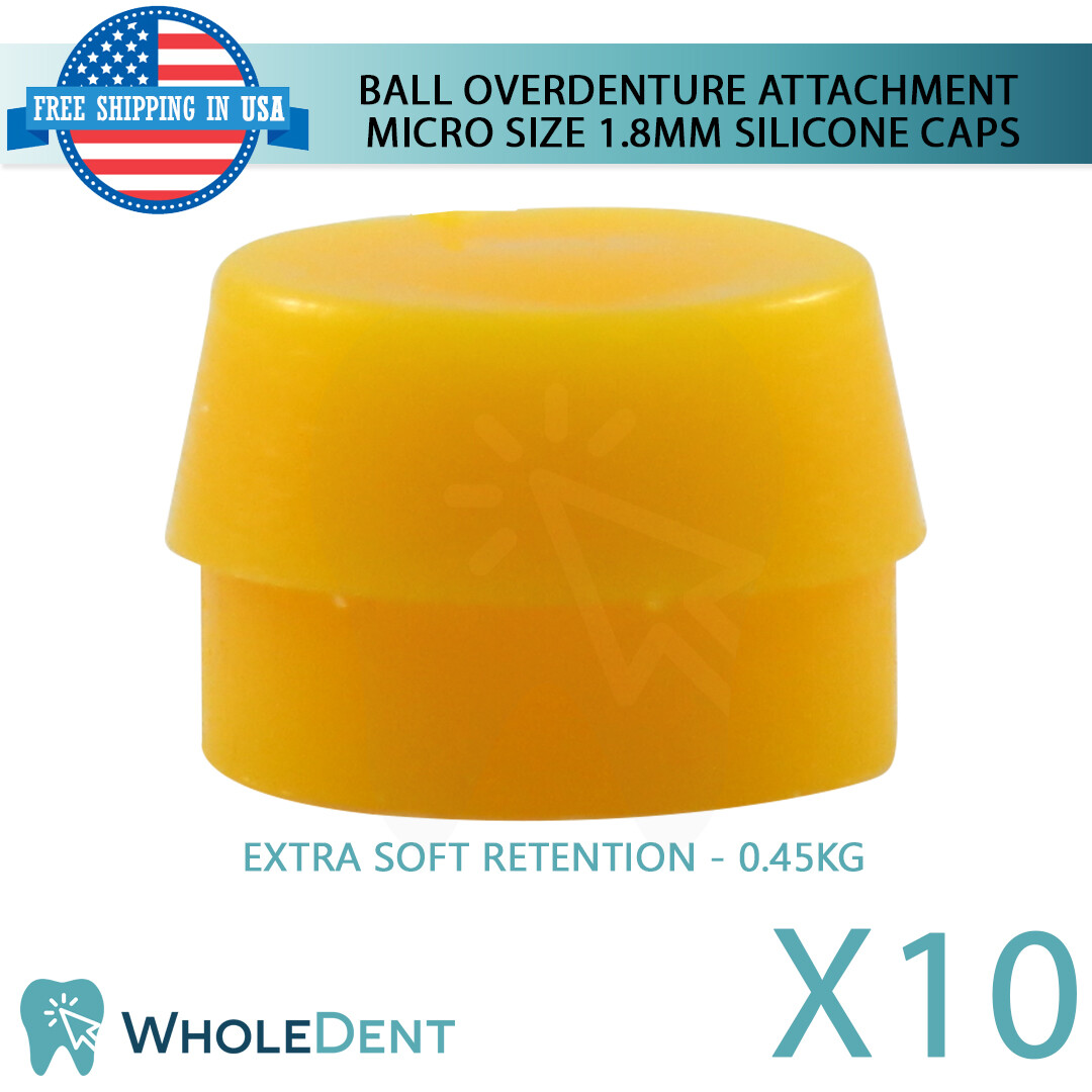 10x Extra Soft Silicone Cap Ø1.8mm Ball Attachment Abut ment Dental Im plant
