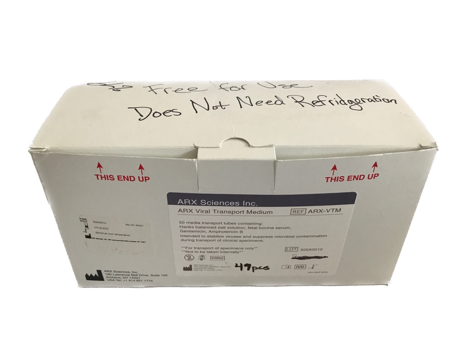 (47) ARX 15mL Graduated Viral Transport Medium VTM Tubes ARX-VTM