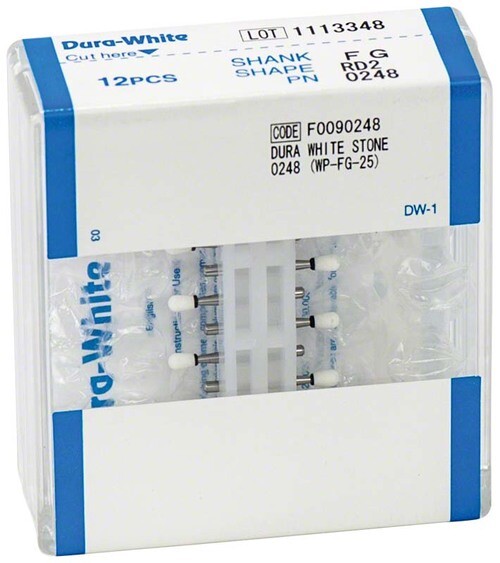 Dental Abbrasives-12 pc.Dura-White AluminumOxide Stones:Shank FG/Shape RD2 Shofu