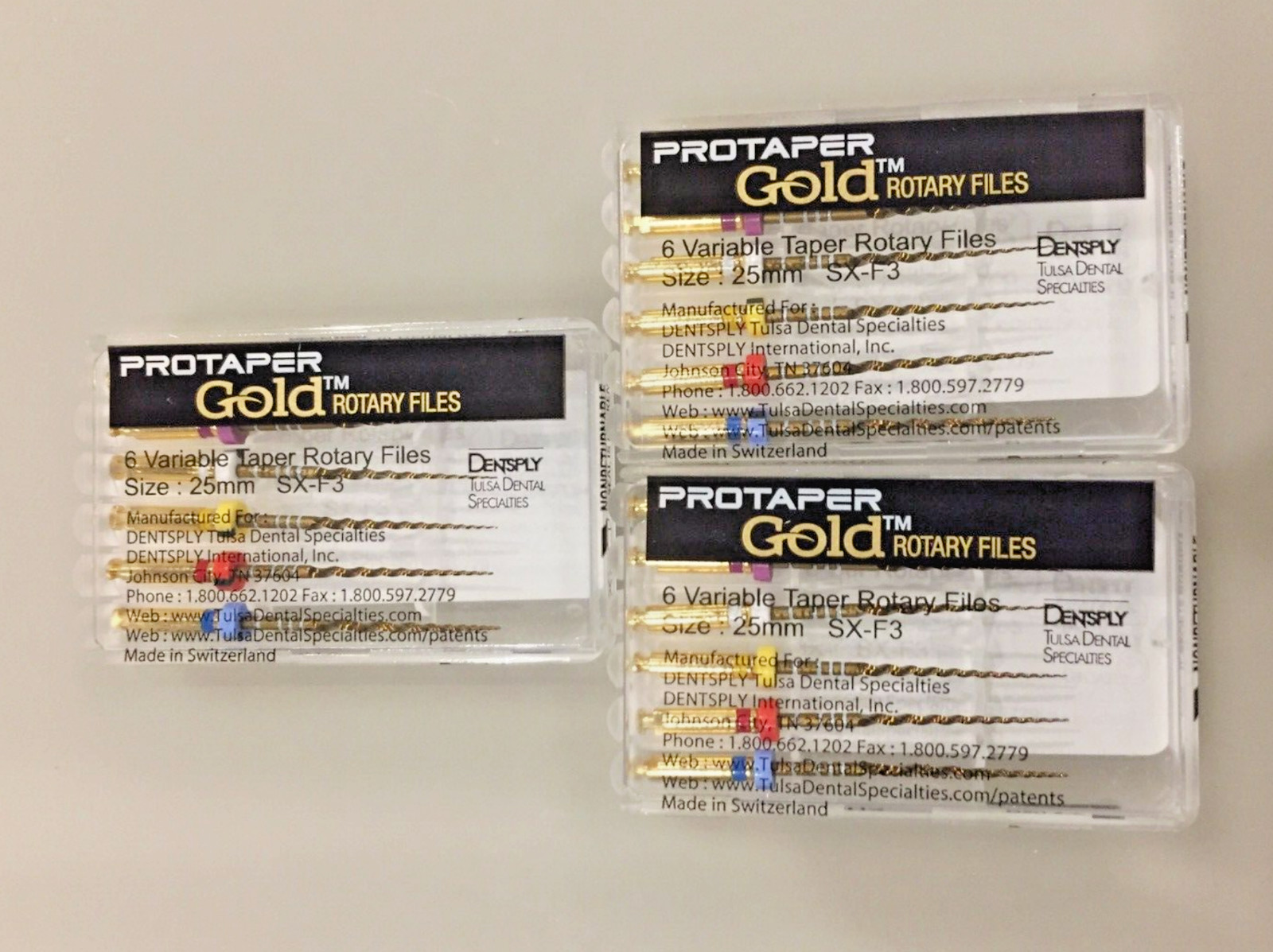 Dentsply ProTaper Gold Files SX-F3 ~ 21mm. ( 3packs)