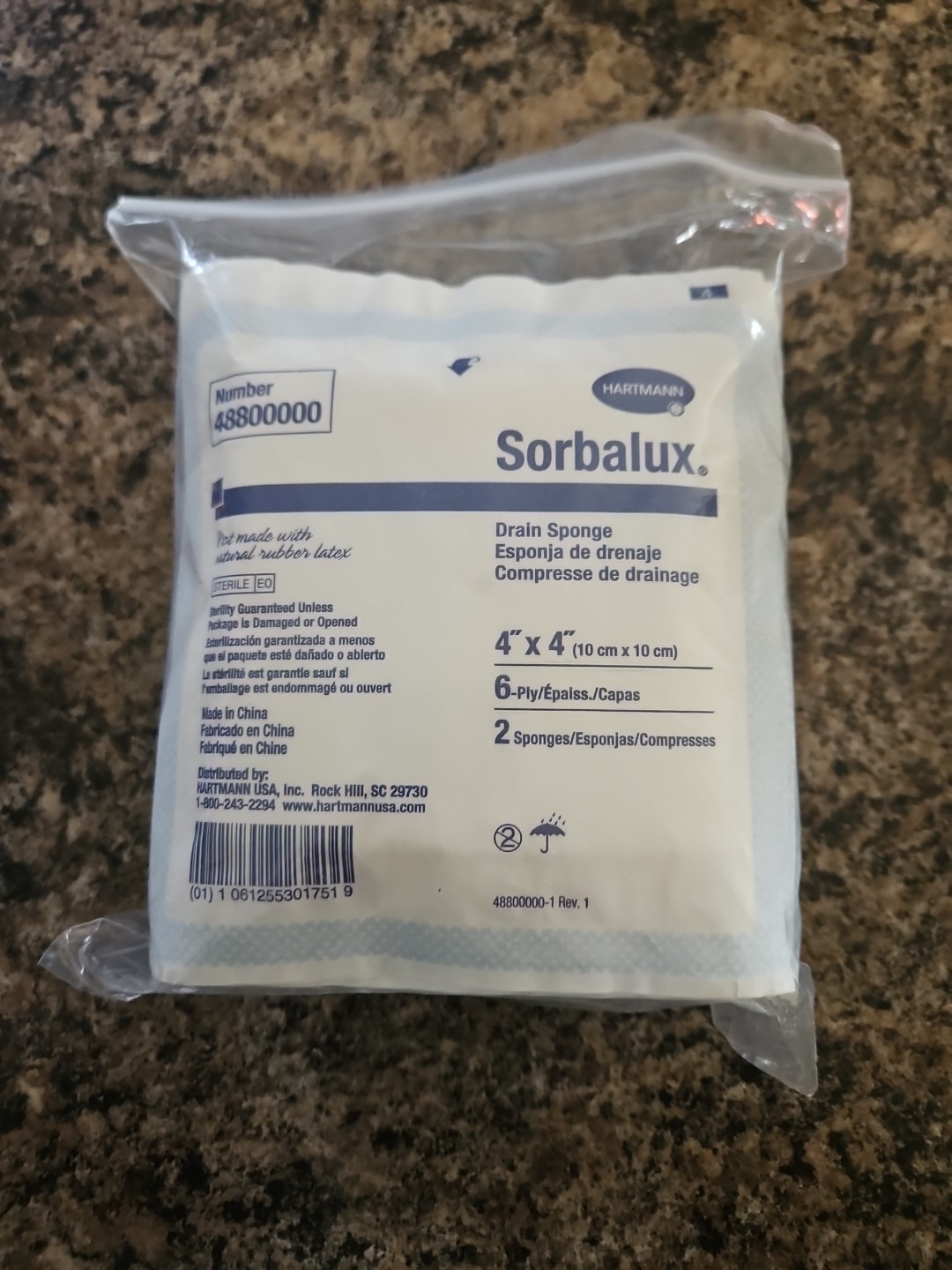 25 Pk Sorbalux Hartmann 4 Ply Sterile 4 x 4 Gauze Sponges 48880000 Drain Sponges