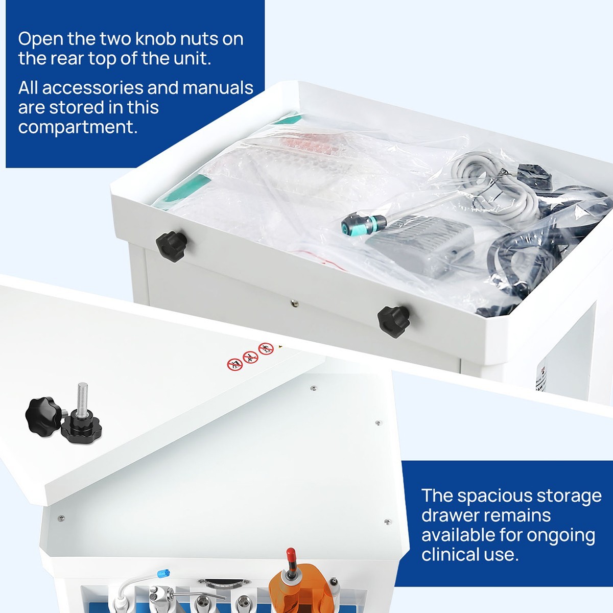 GU-P209 Dental Mobile Delivery Cart Treatment Unit Air Compressor Suction FDA