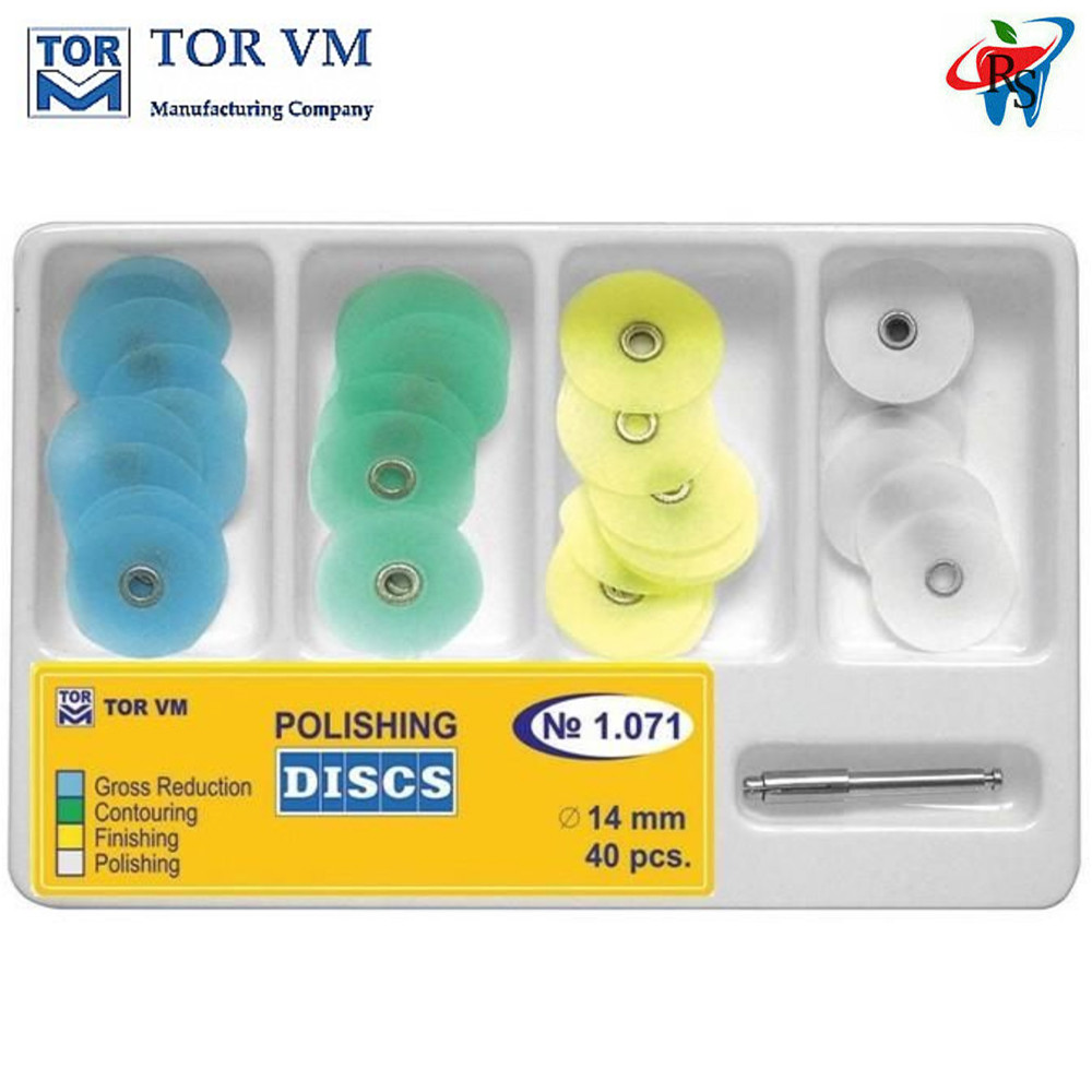 40pcs Dental TOR VM Polishing and Finishing Discs Ø14mm and Mandrel Kit Set