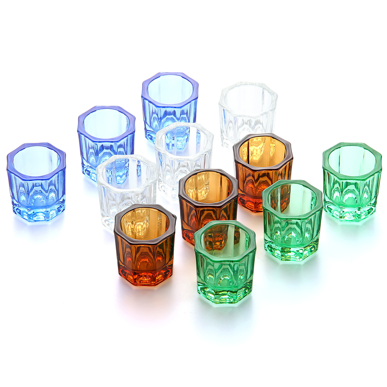 12pcs Glass Dappen Dish Mixing Bowls for Dental Crystal Cup Nail Art Tools