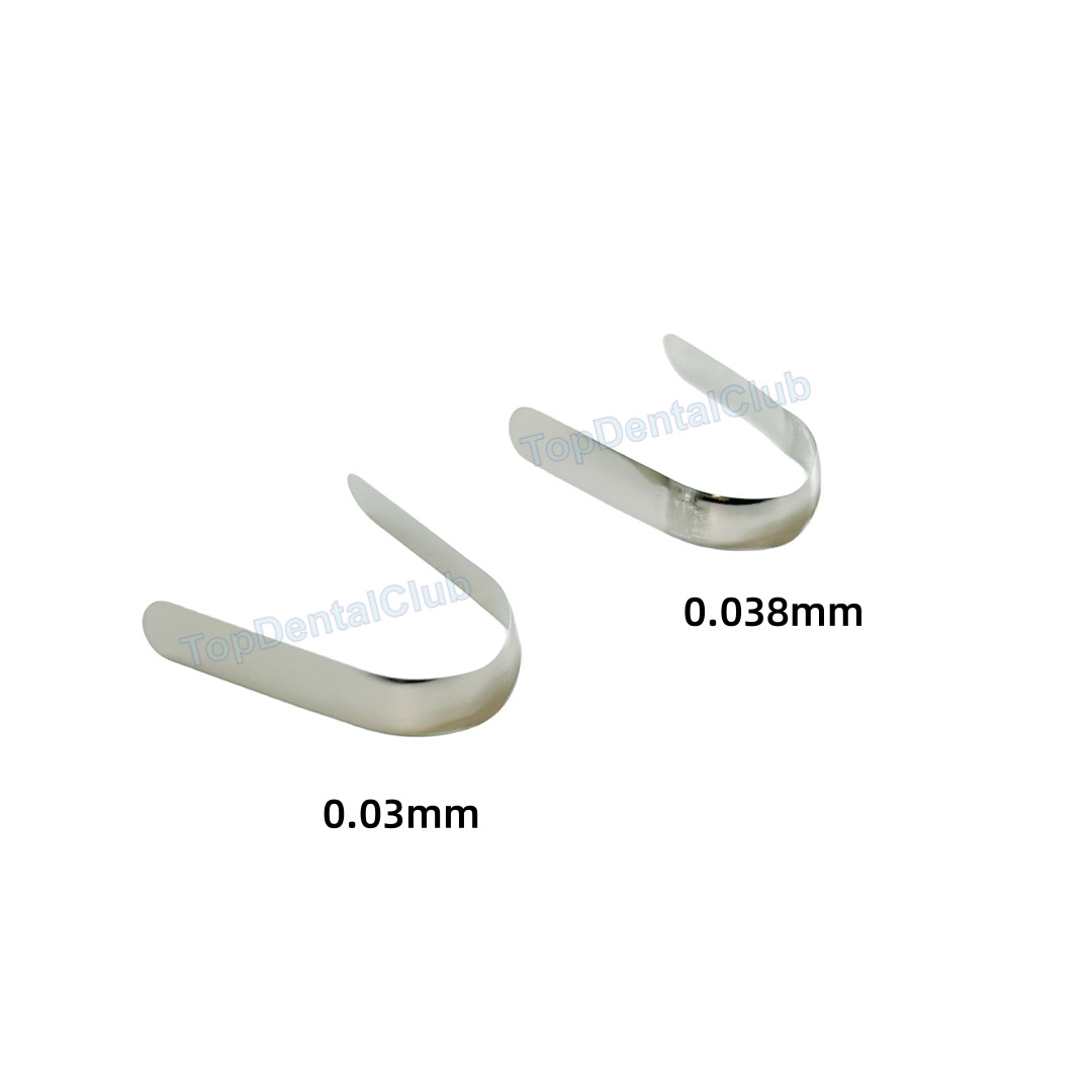 0.03mm/0.038mm Dental Tofflemire Contoured Matrices Stainless Steel Matrix Bands