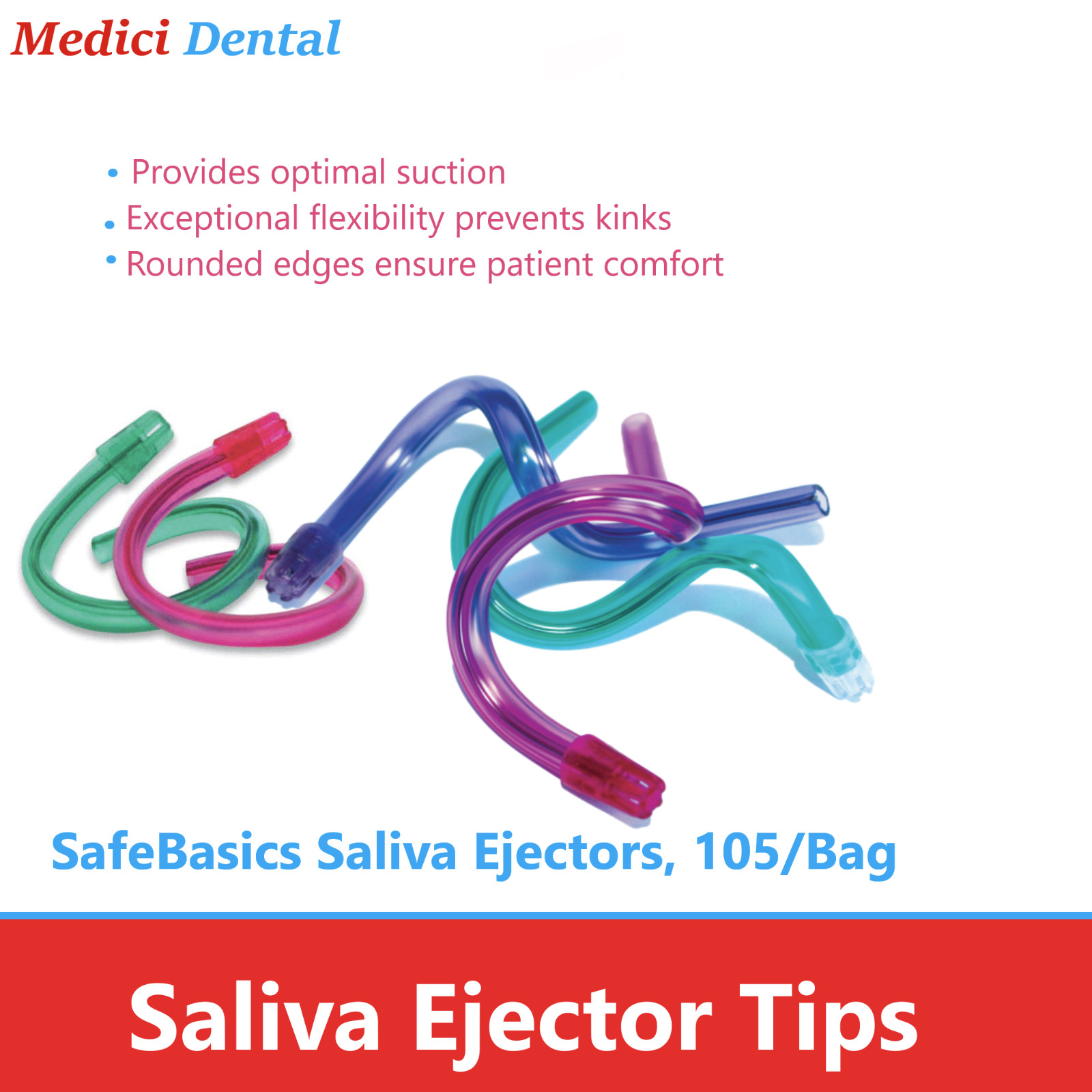 Safebasics Clear Green Tube and Tip Plastic Saliva Ejector Mint Scented 105/Bag