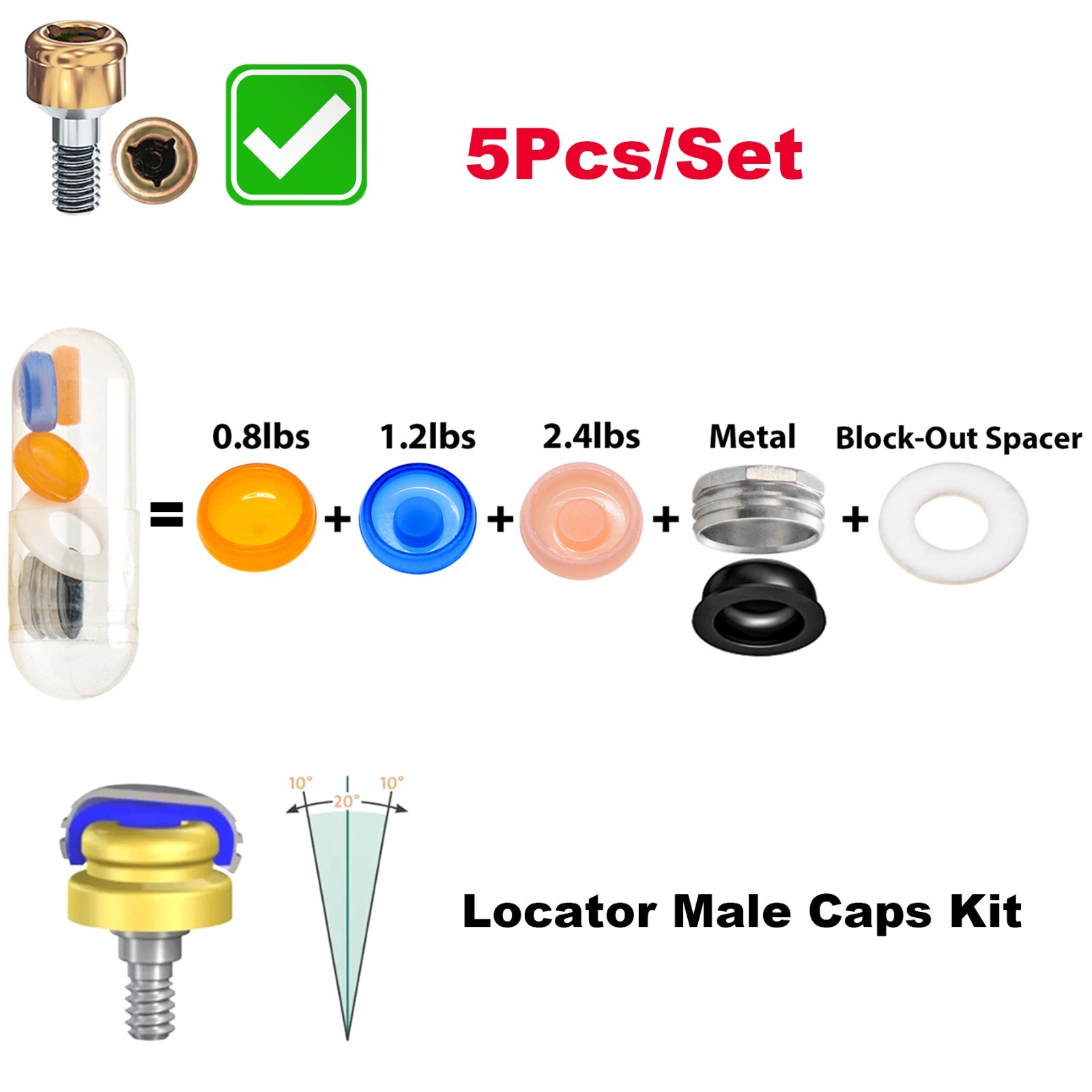 Dental Titanium Overdenture Locator Abutment Compatible Multi Implant Systems