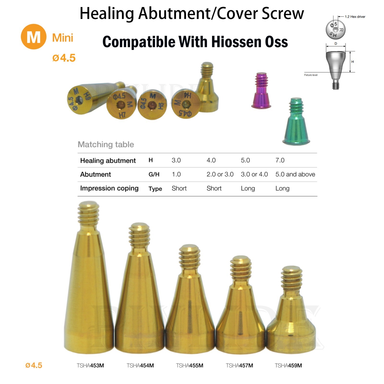 Dental Cap Healing Abutment Healing Cover Screw Fit Hiossen Mini Regular Implant