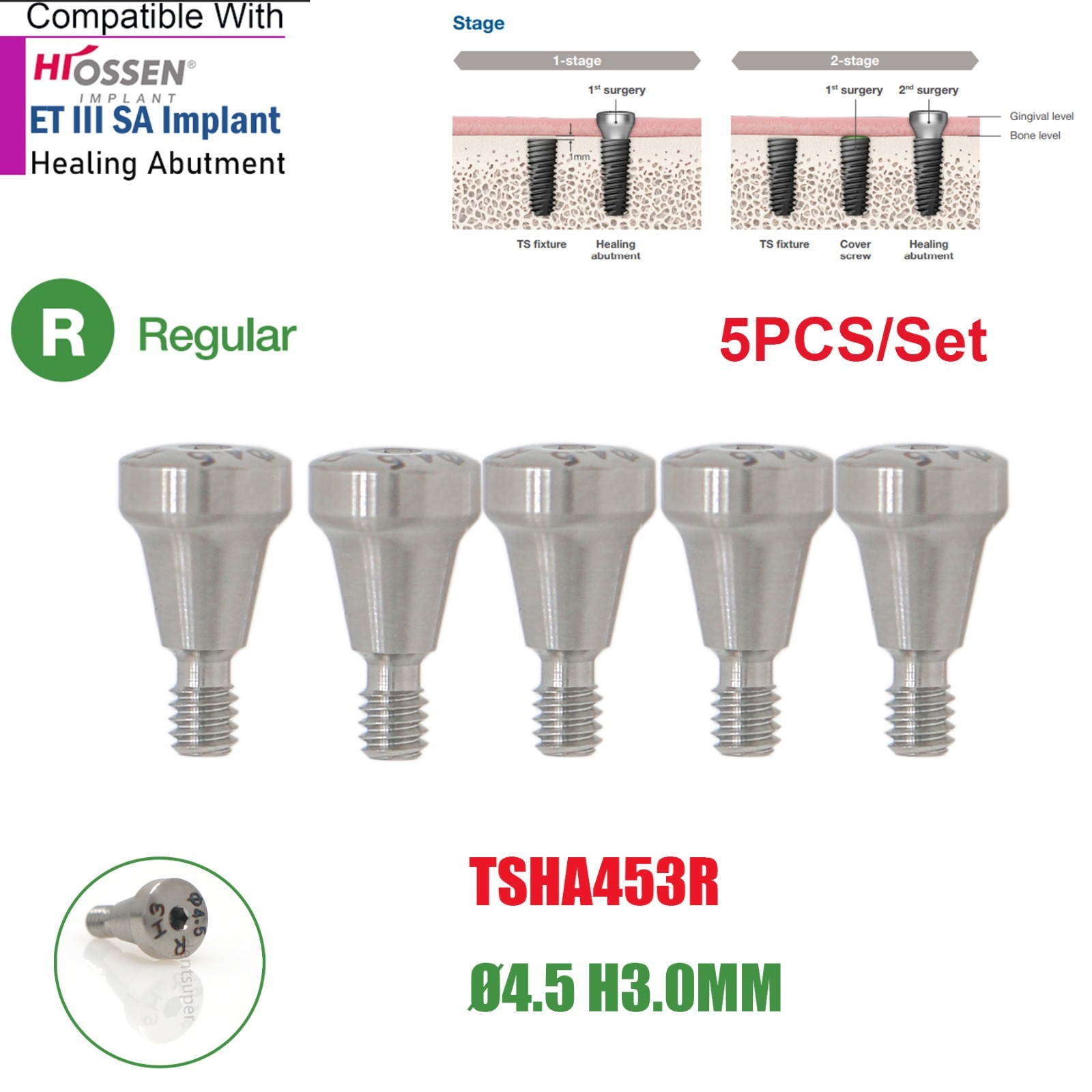 US Regular Healing Abutment Cover Screw Internal Hex Hiossen ET Osstem TS DIO Ti