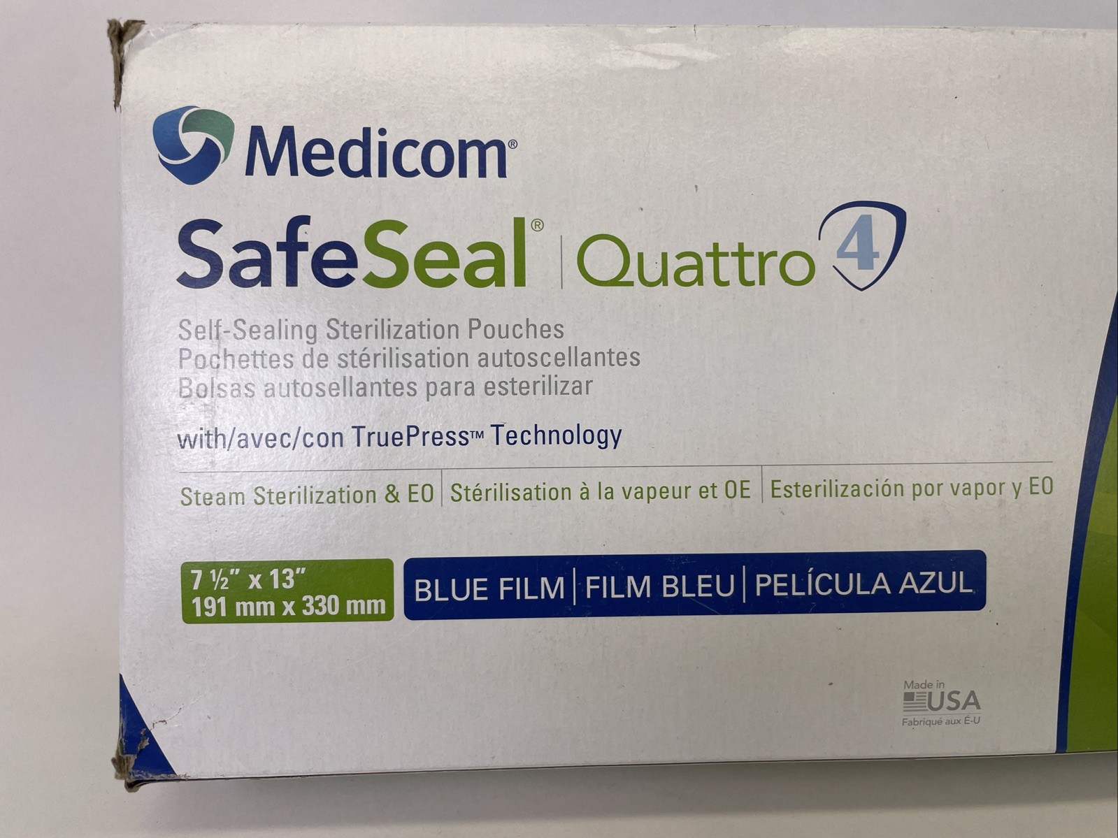Medicom Safe-Seal Quattro 4 Sterilization Pouches 7.5″ x 13″ 200/Bx 88030-4