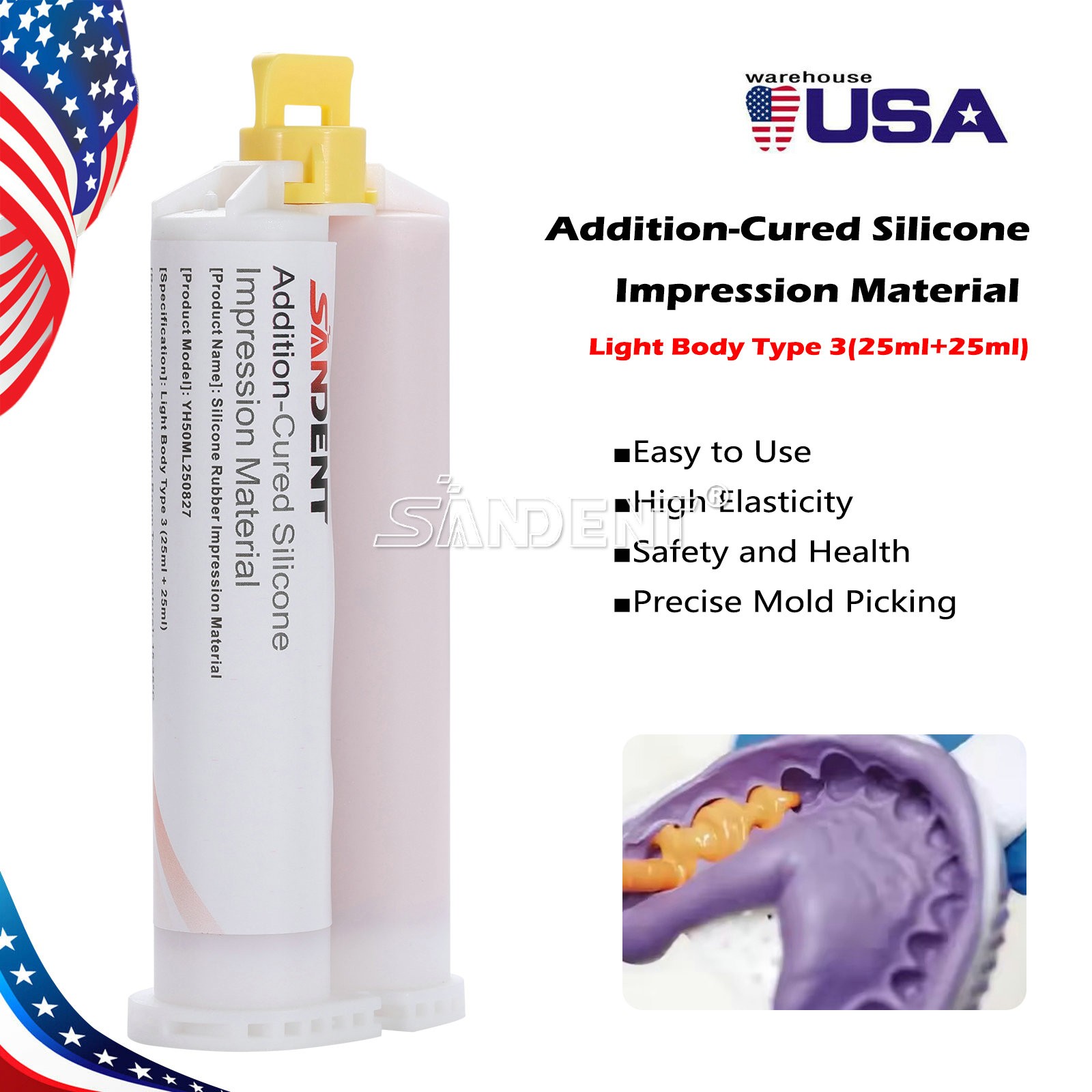 Light Body Fast Set Silicone Impression Material Standard Pk 50mL with 5 Tips