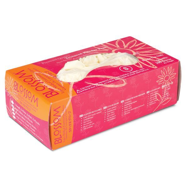 Blossom Latex Gloves: SMALL Powder-Free 100/Bx