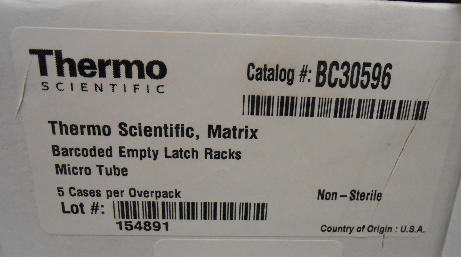 THERMO SCIENTIFIC MATRIX BARCODED EMPTY LATCH RACKS BC30596