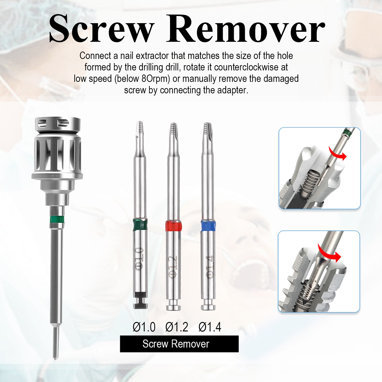 Dental Broken Screw Remover Kit Implant Surgical Tool Drill Guide Extraction