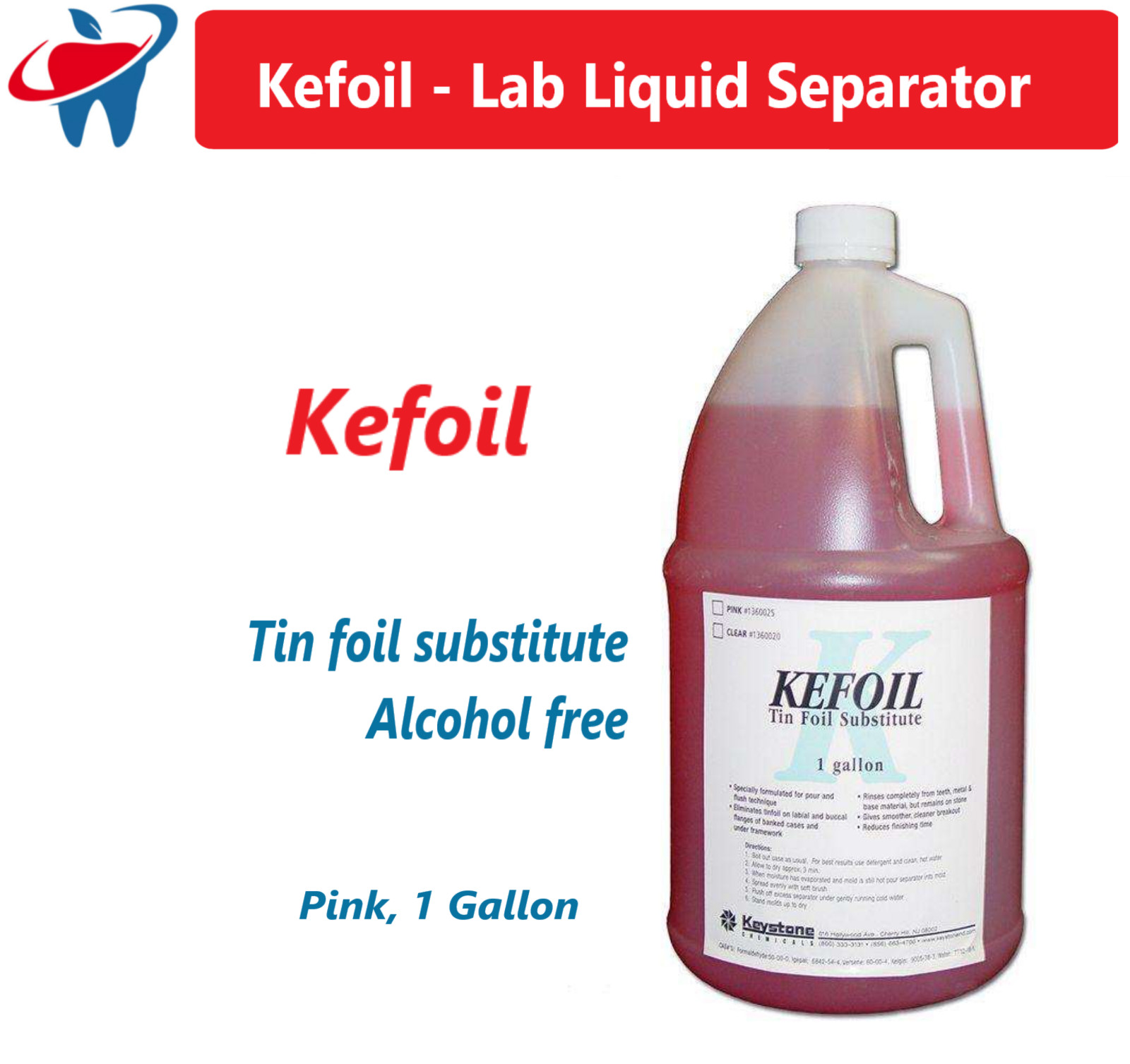 Dental Lab Kefoil Multi-purpose Liquid Separator Tin Foil Substitute Pink 1 Gal
