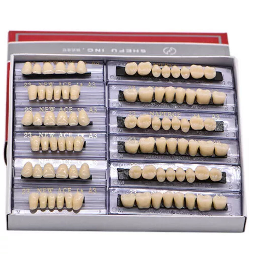 168Pcs Dental Acrylic Resin Denture 23# Shade A3 Full Upper Lower False Teeth