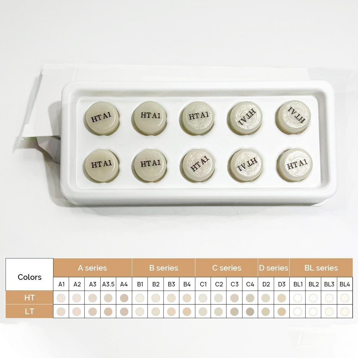 Dental Lab Emax Press Ingots Glass Ceramics Block Glass Material HT/LT 10Pcs/Box