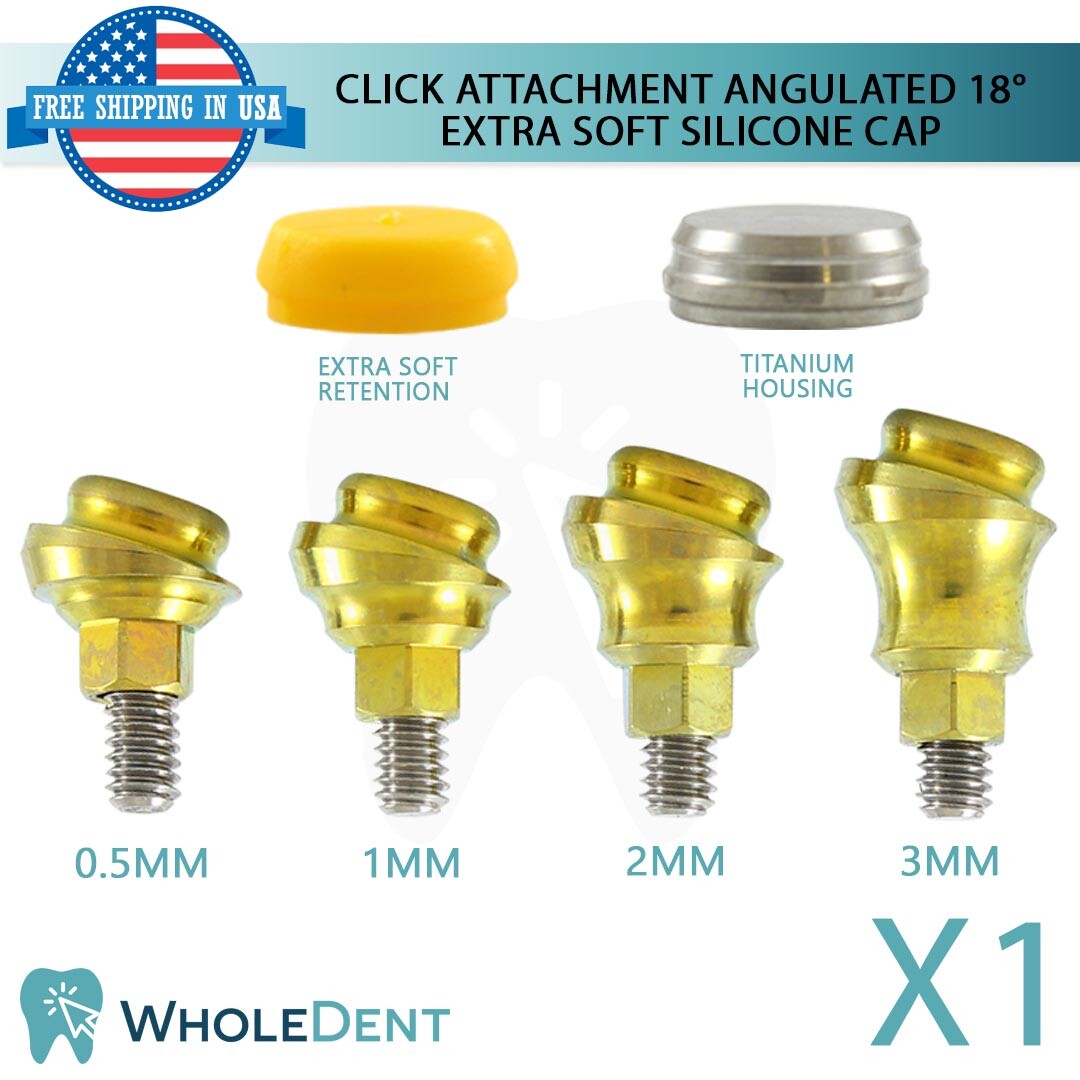 Angulated Click Attachment Extra Soft Silicone Cap 18° Dental Internal Hex