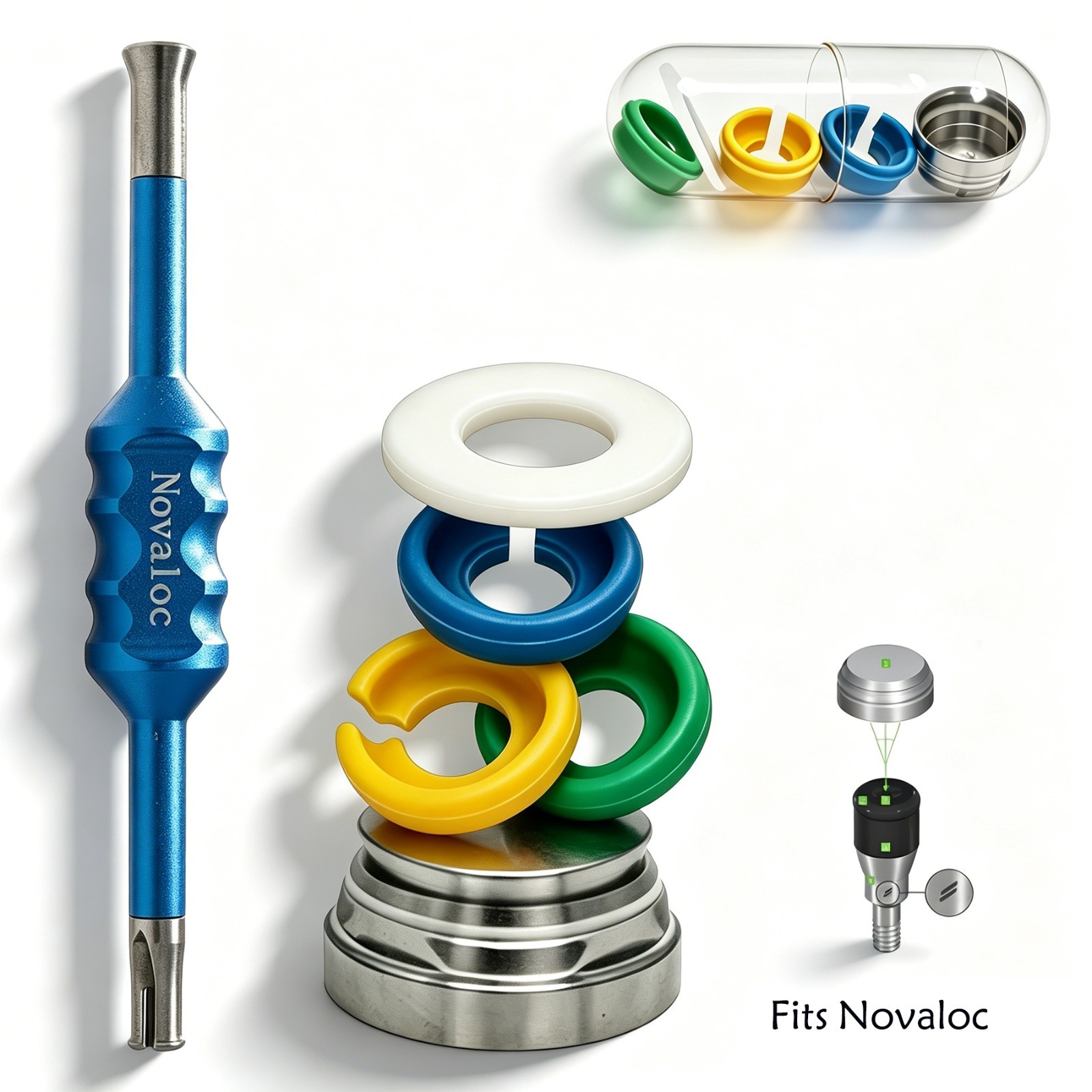 US Dental Novaloc Retention Insert PEEK Caps Titanium Matrix Housing & Core Tool