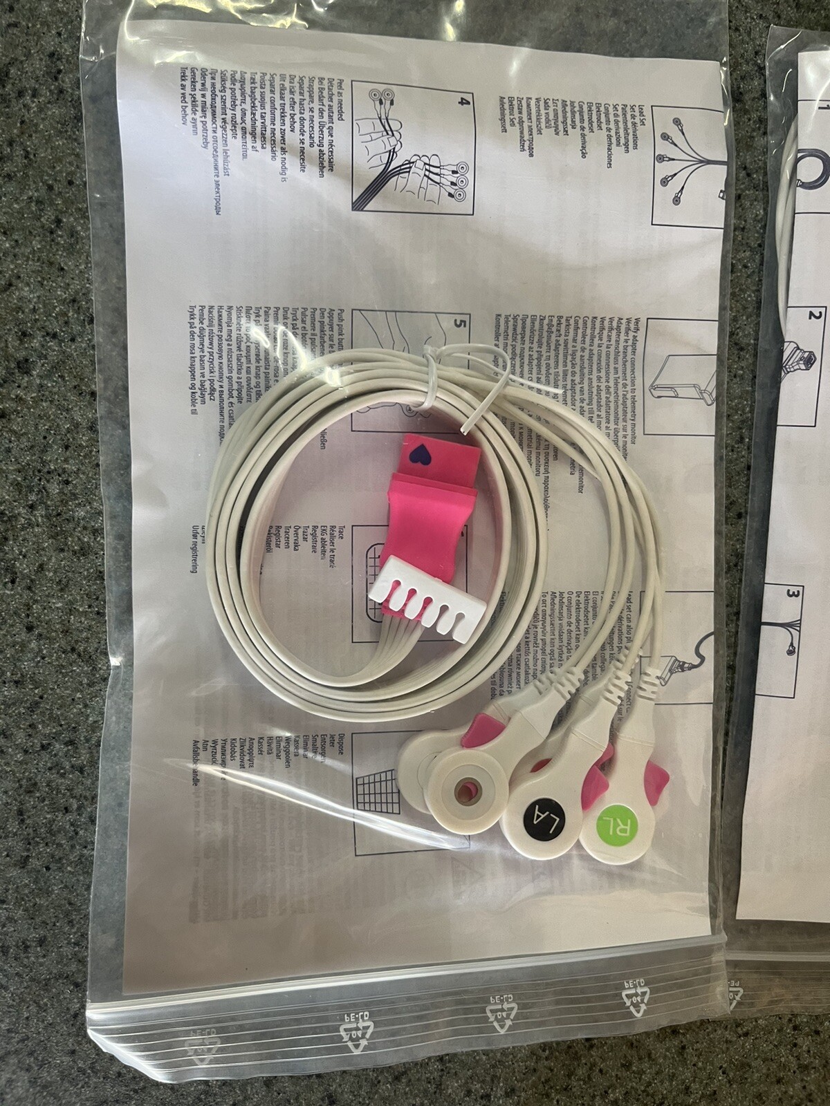 Lot Of 5 Covidien Kendall 33136 Disposable Lead Set 5 Lead Dual Connect
