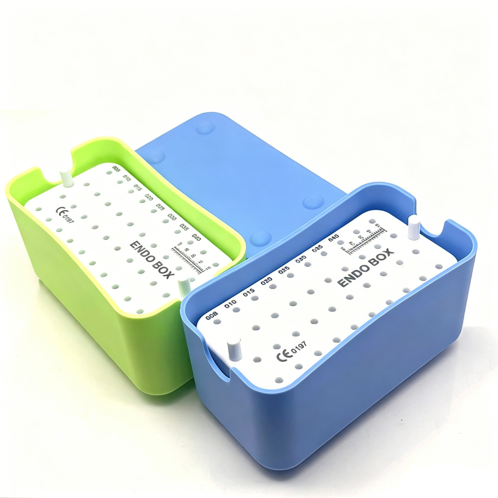 40 Holes Dental Endo Files Bur holder Sterilization Box With Ruler Autoclave