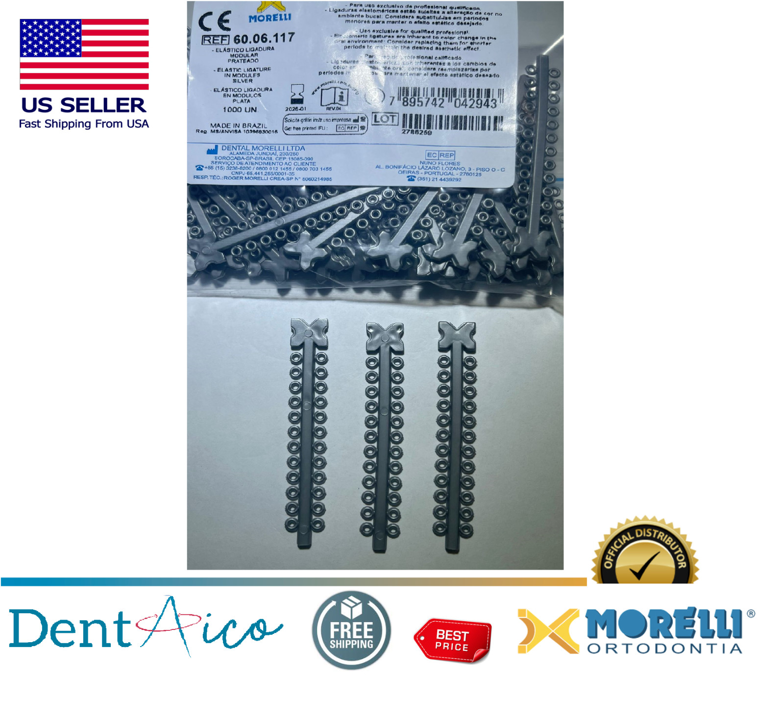 Elastic Ligature in Modules Silver PAK/1.000UN MORELLI Dental Orthodontic