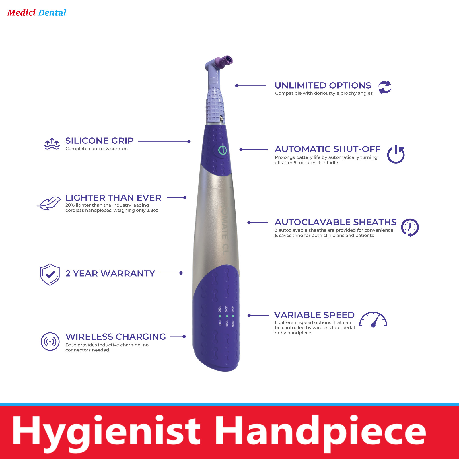 DENTAL HYGIENE PROPHY PROMATE CL CORDLESS HANDPIECE KIT PacDent PMCL-100 USA