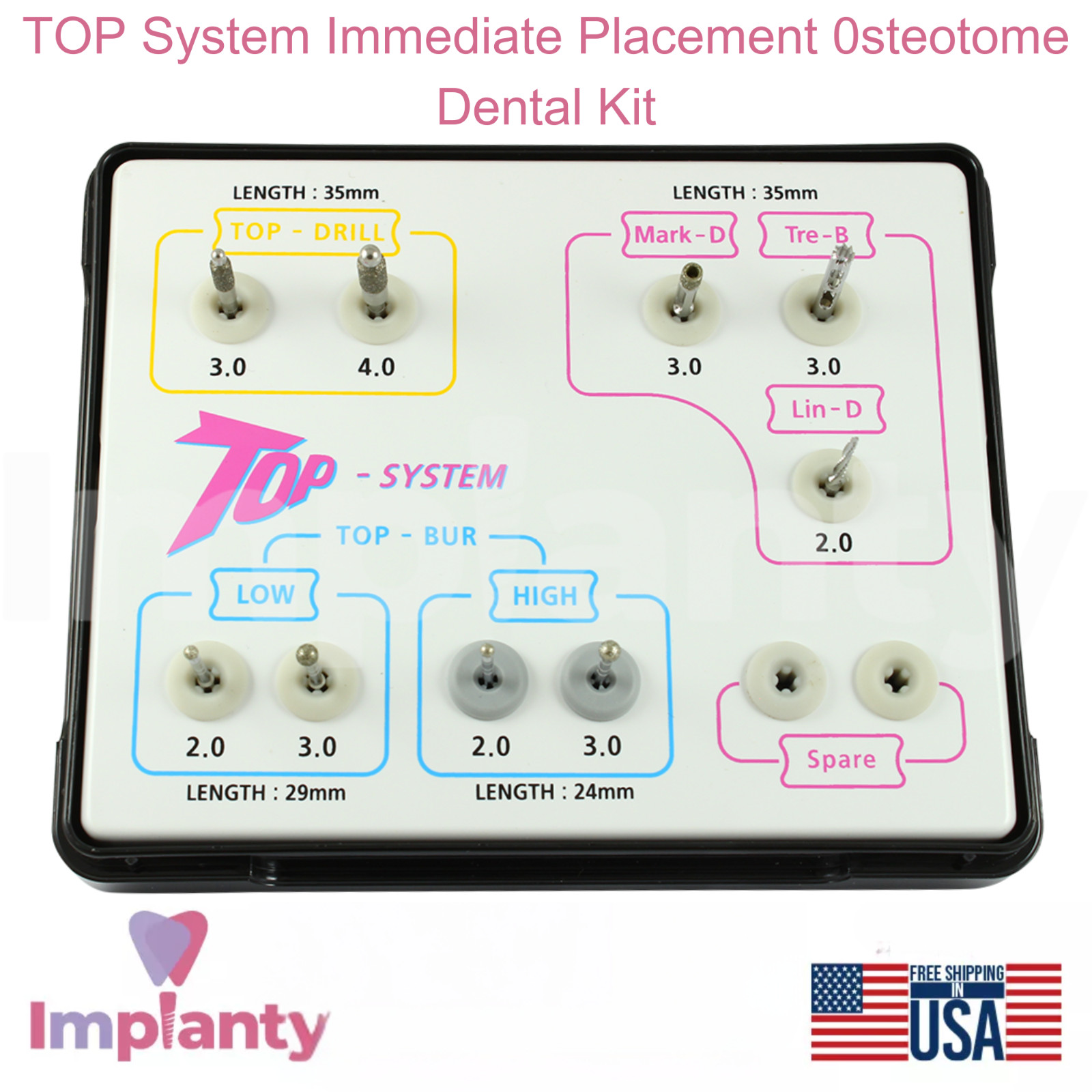 TOP System Immediate Placement 0steotome Dental Kit Stainless Steel Tools