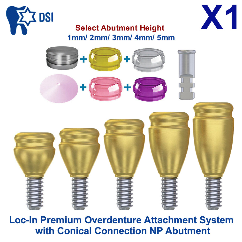 Prosthetic KIt Conical Straight Loc In Attachment NP Adapter Head 4 Caps Analog