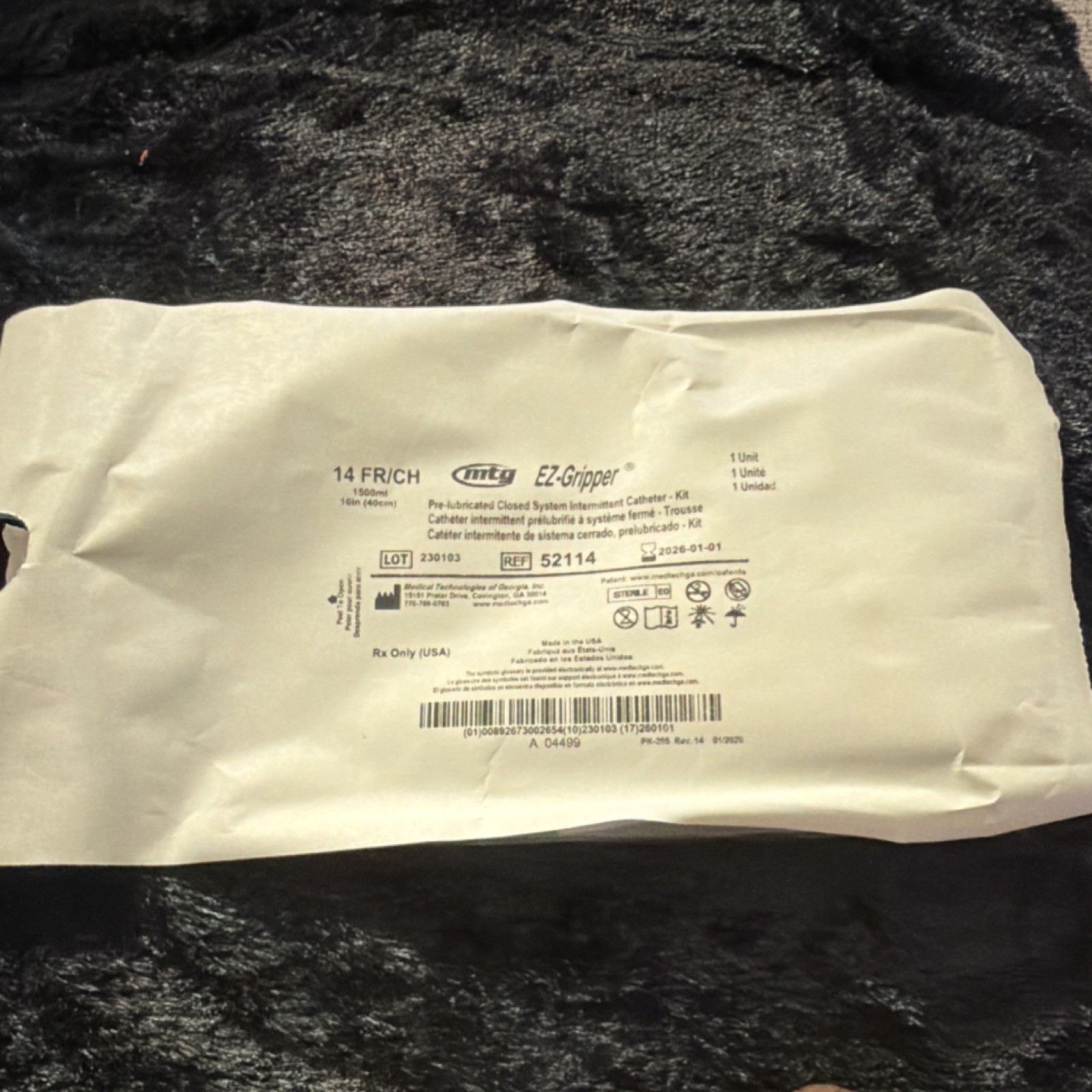 MTG EZ-Gripper Catheter Kit 14 Fr with Urinary Drainage Bags case of 50.