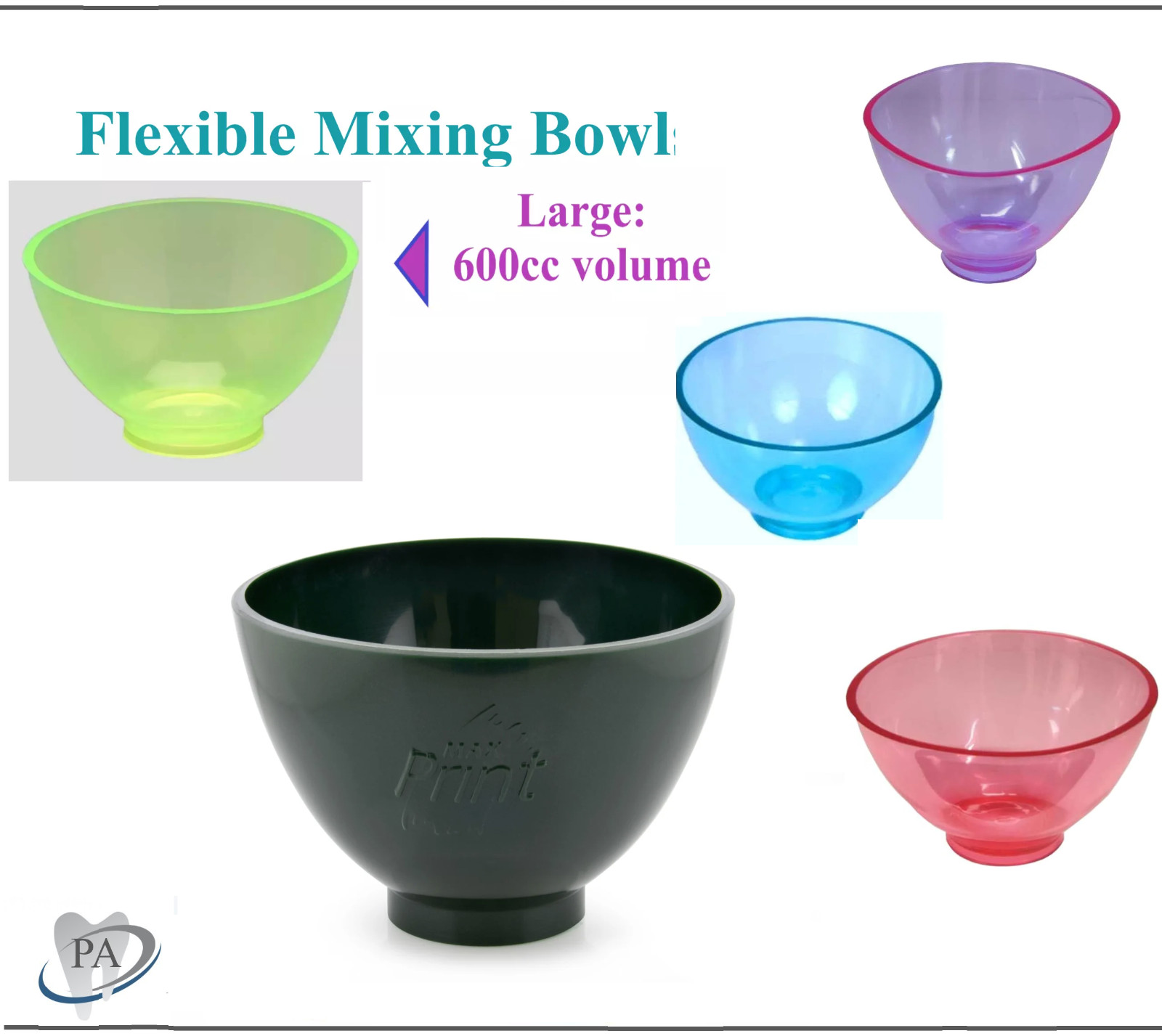 Dental Lab Flexible Impression Mixing Alginate Bowl – 600cc or 350cc or Spatula