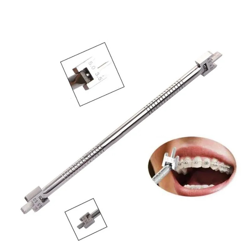 Dental Bracket Gauge Locator Double Scale Orthodontic Brackets Stainless Steel
