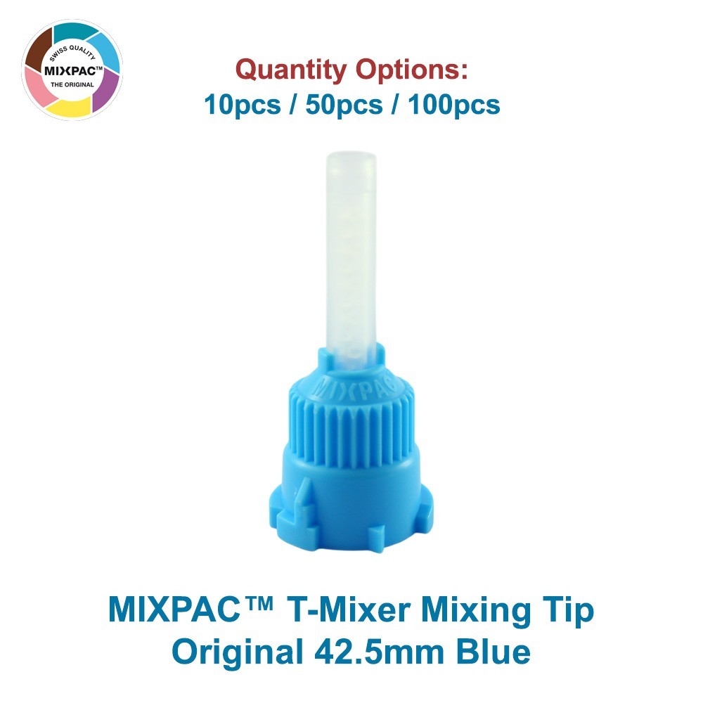Medmix MIXPAC Light Blue T-Mixer Mixing Tips D Outlet 42.5mm 1:1 & 2:1 Ratio