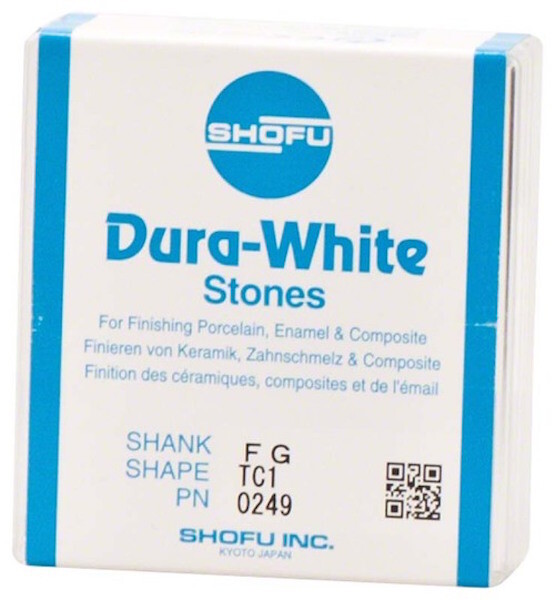 Dental Abbrasives-12 pc.Dura-White AluminumOxide Stones:Shank FG/Shape TC1 Shofu