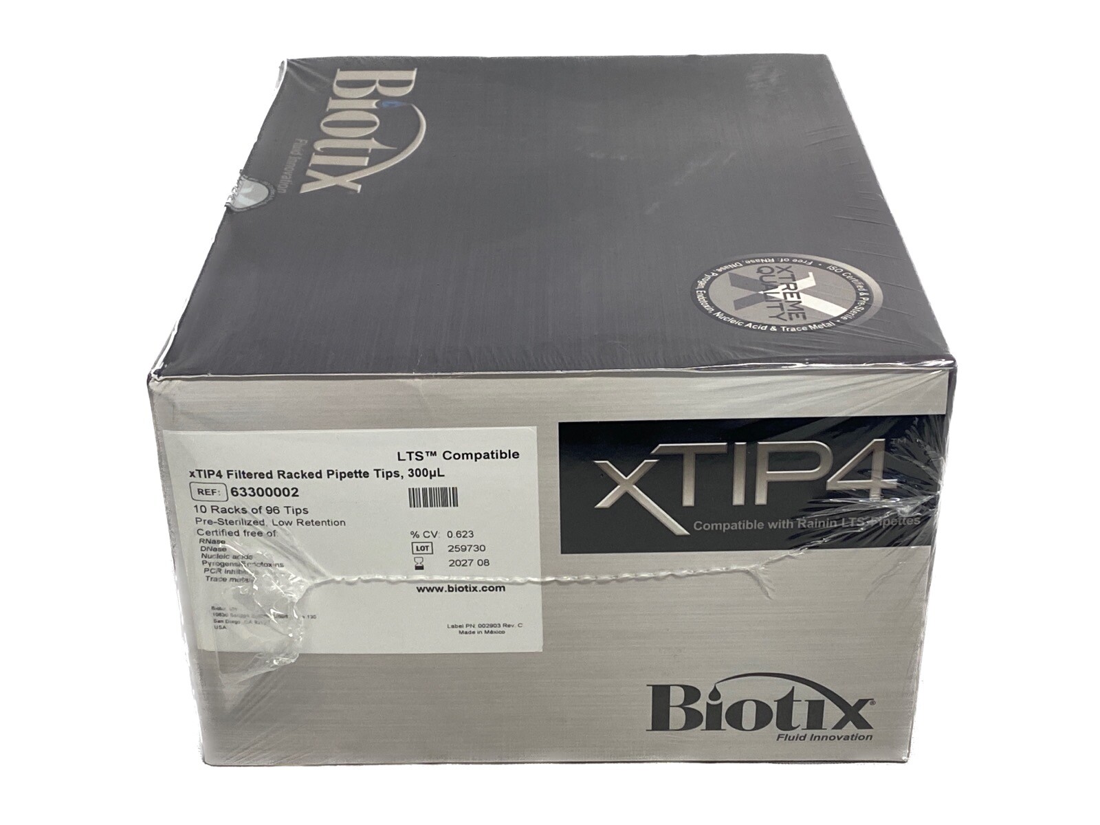 (960) BIOTIX xTIP4 300uL LTS Compatible Filtered Pipet Tips 10×96/Rk 63300002