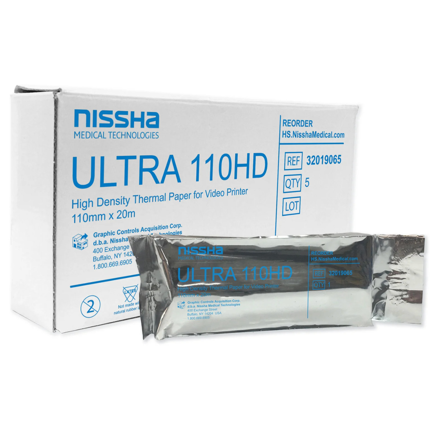 Nissha Ultra 110HD High Density Thermal Paper for Printer, 110mm x 20m – 5/Box