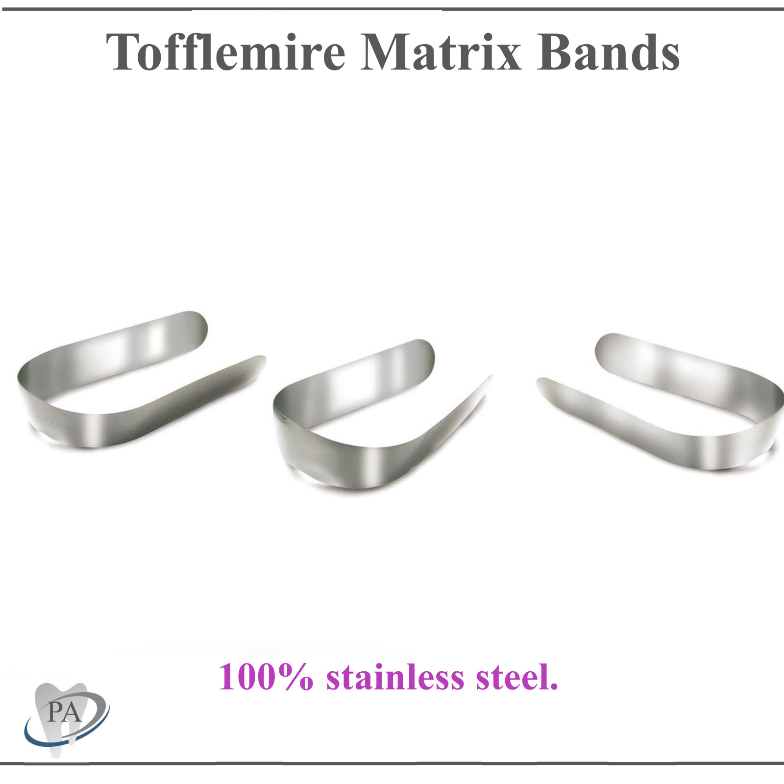 Dental Tofflemire Contoured Matrices Matrix Bands 6.3mm x 0.03mm & 0.038mm 30/Bx