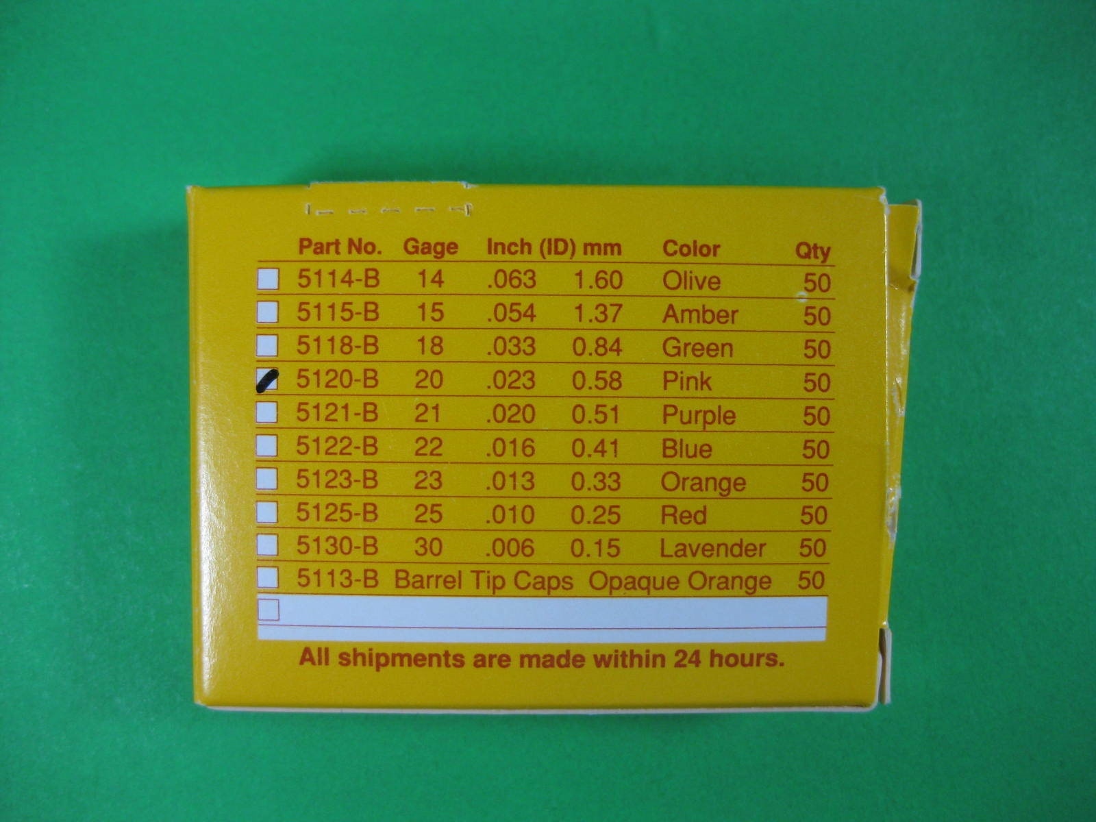 EFD Gauge 20 ID: 0.023″ Pink — 5120-B — (Lot of 50) New