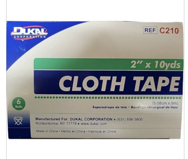 Dukal Cloth Tape Non-Sterile, 2″ x 10 yds Box Of 6 Rolls #C210 NEW