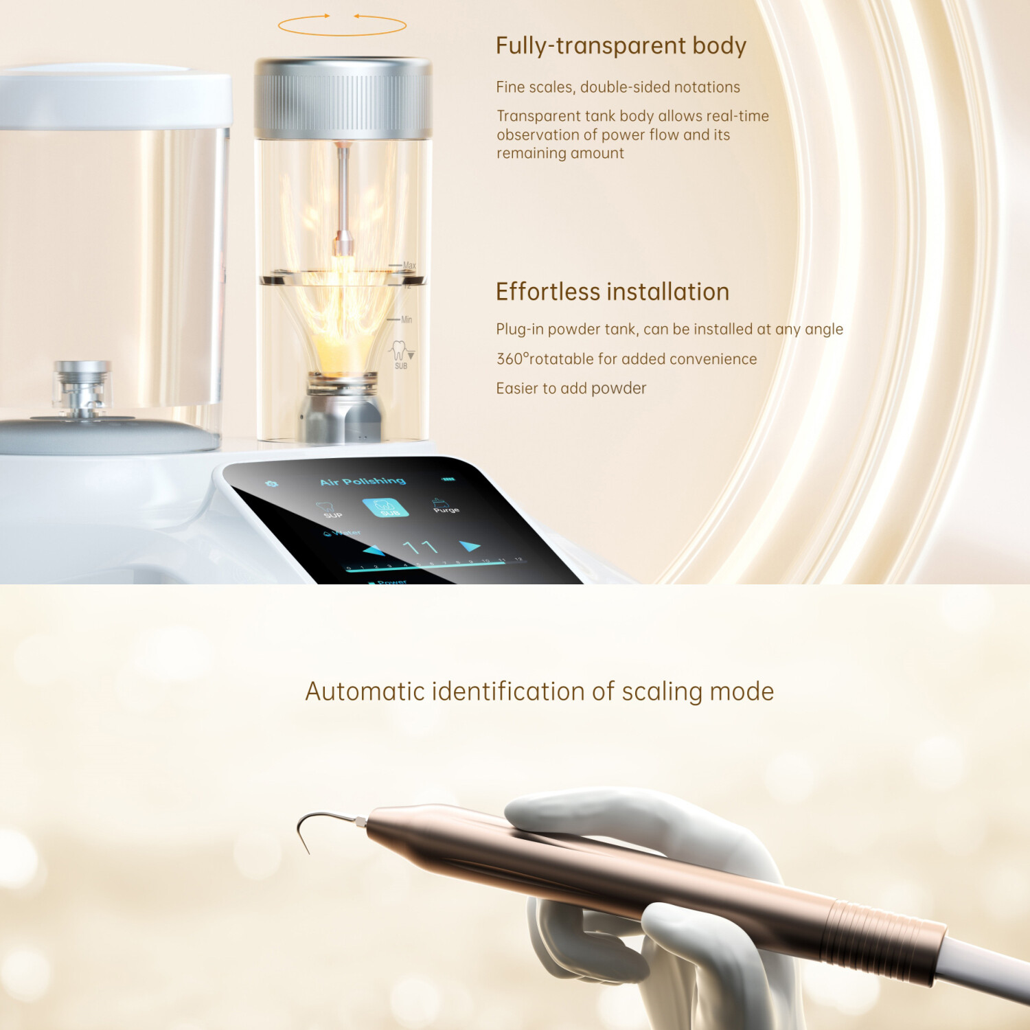 Woodpecker PT-B Dental Scaler & Air Polisher Unit Supra &Subgingival Scaling GBT