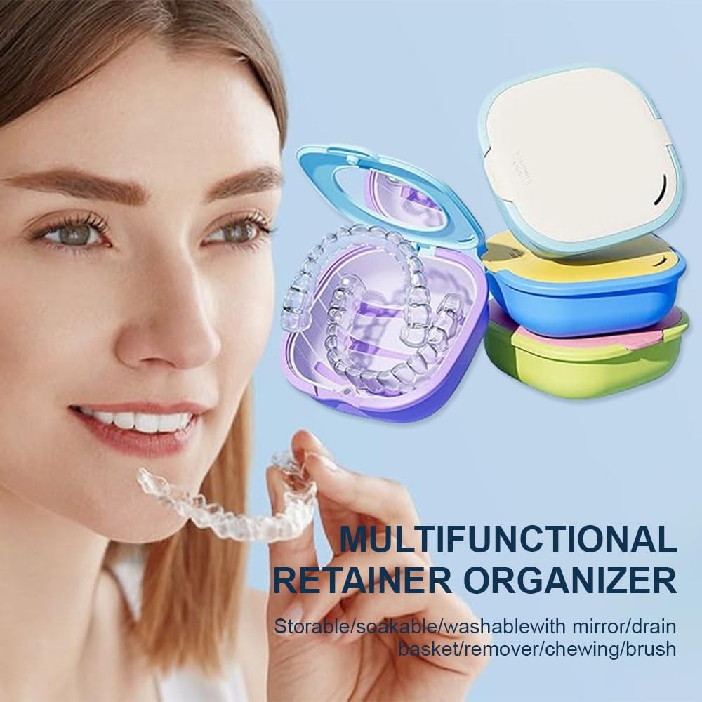 SENLIN DENTAL 2pcs Orthodontic Retainer Case with Mirror Vent Holes, Slim AD