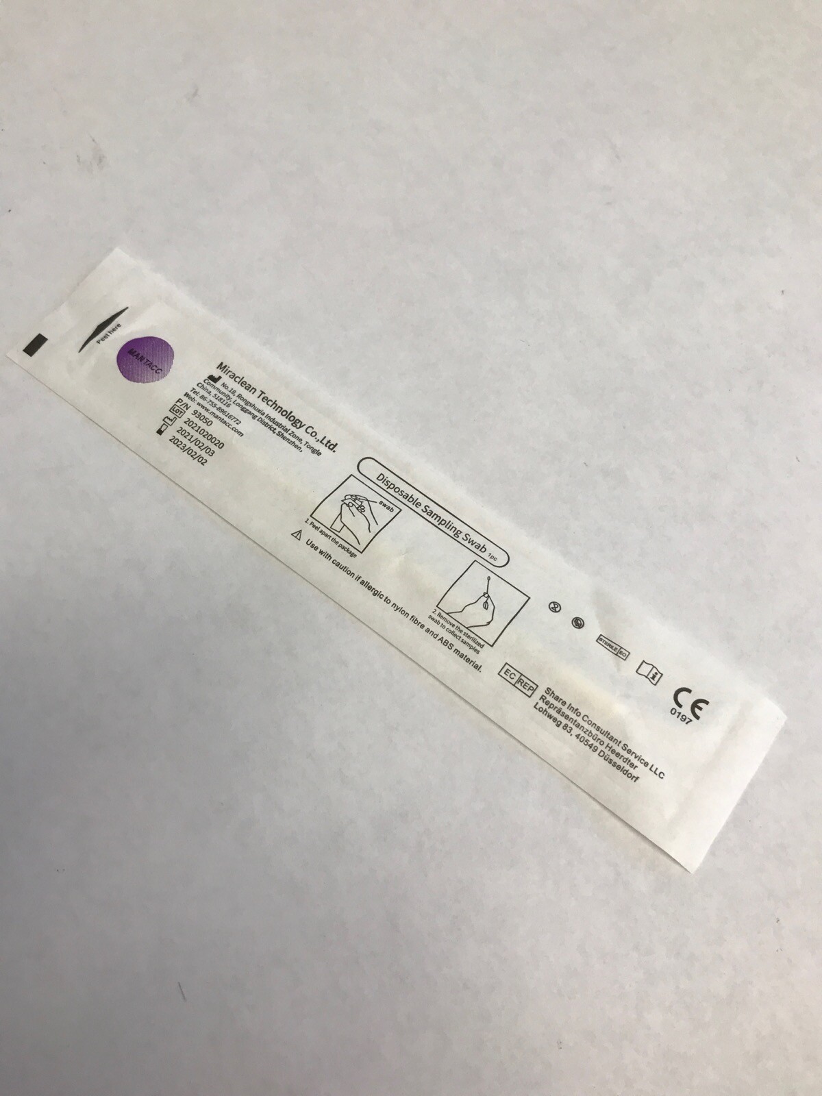 (1000) MIRACLEAN Disposable Flocked Sampling Swabs 6” L 5mm Tip OD 16mm Tip L