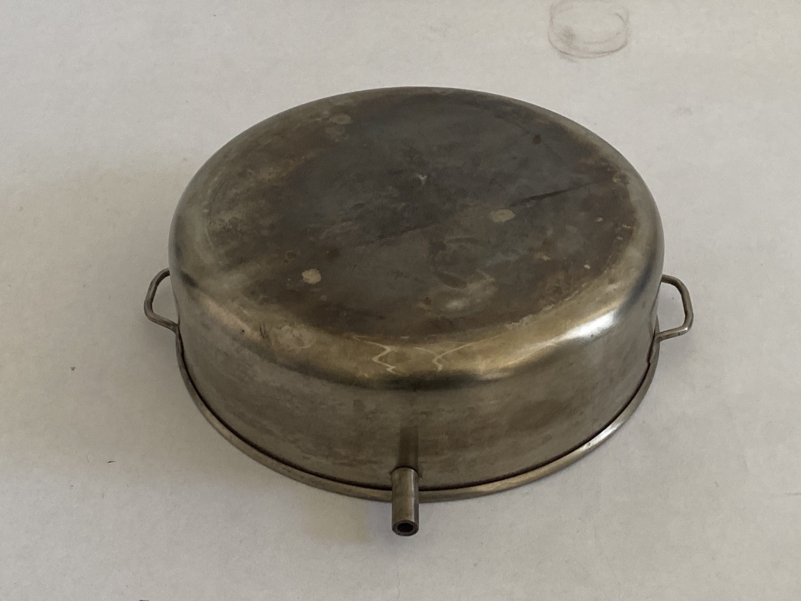 Stainless Water Bath Pan w/ Drain Nozzle & Handles 7-5/8” ID No Lid LAB USE ONLY