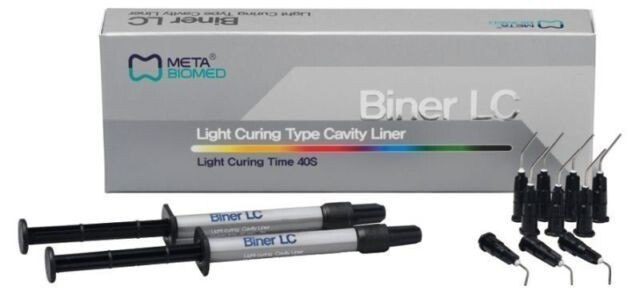 5 x Dental BINER LC Light Curing Type Cavity Liner 2 x 2gm Syringe Pack by META