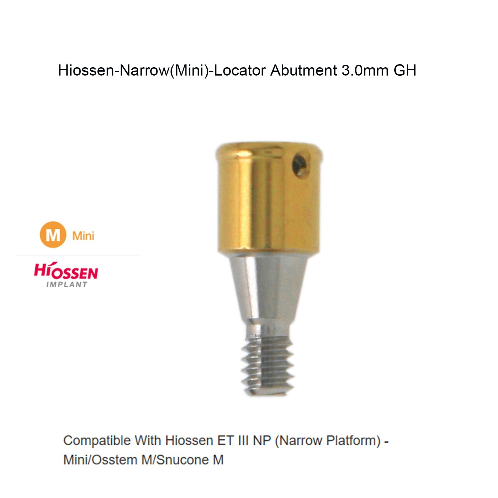Locator Abutment fits 1-6.0mm HIOSSEN ET II/III SA Fixture Mini 3.5mm Platform