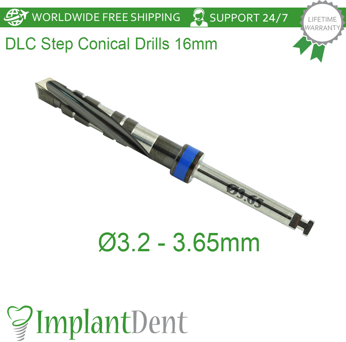 1x Dental DLC Step Drills External Irrigated 16mm Dentistry Marking Tool