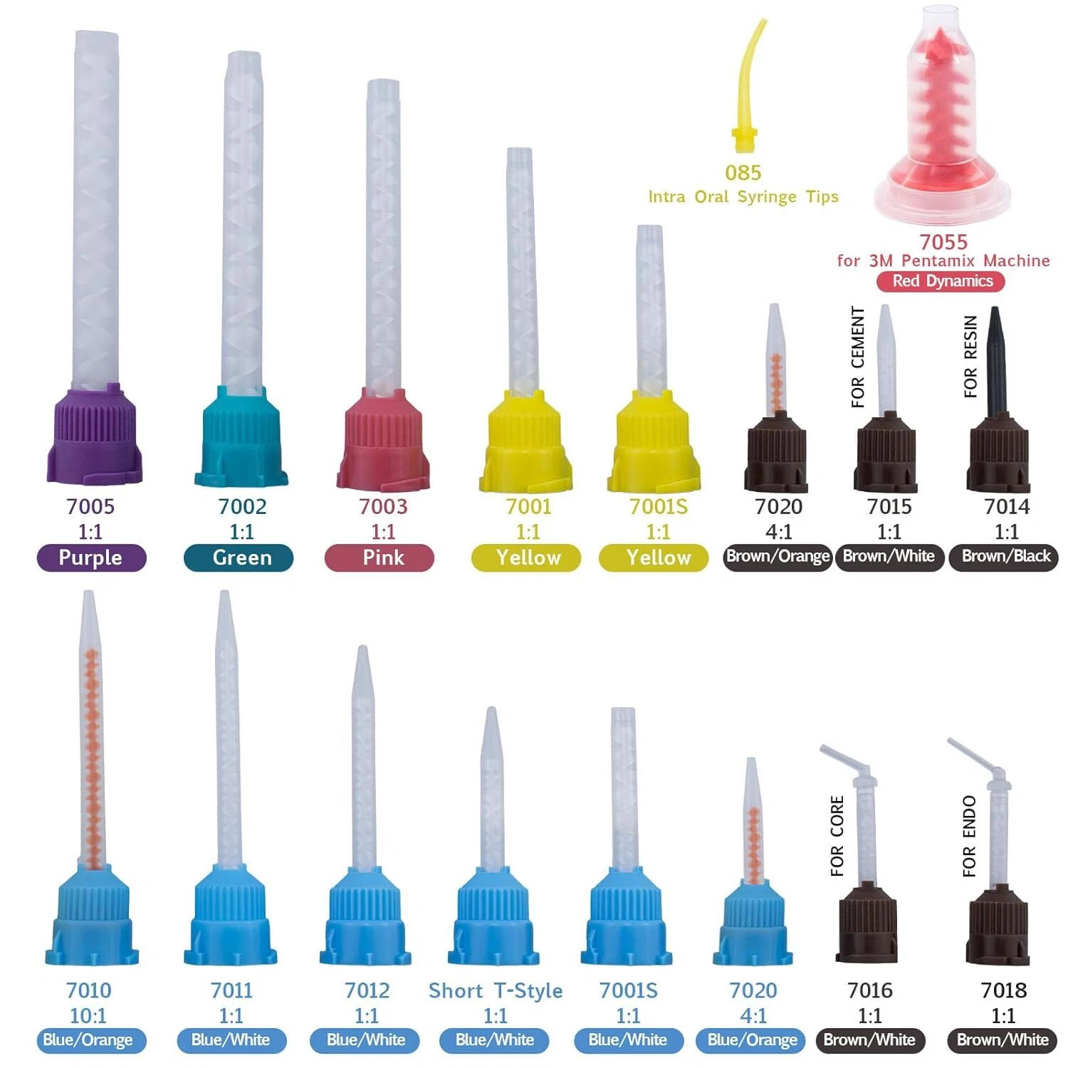 Dental Impression Material Silicone Crown Mixer Nozzle Disposable Mixing tips
