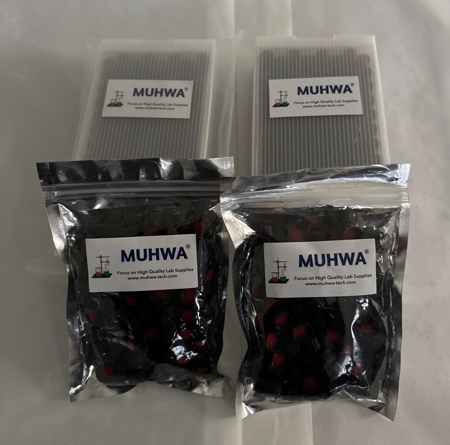 MUHWA 4ml Amber HPLC Vials Black Screw Cap With Hole 2X 100 PCs-Brand New-US