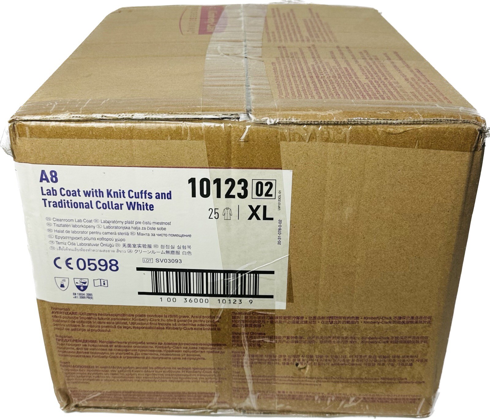 25 Pcs Kimtech A8 Certified Lab Coat Knit Cuffs (10124) White SMS Fabric Sz 2XL